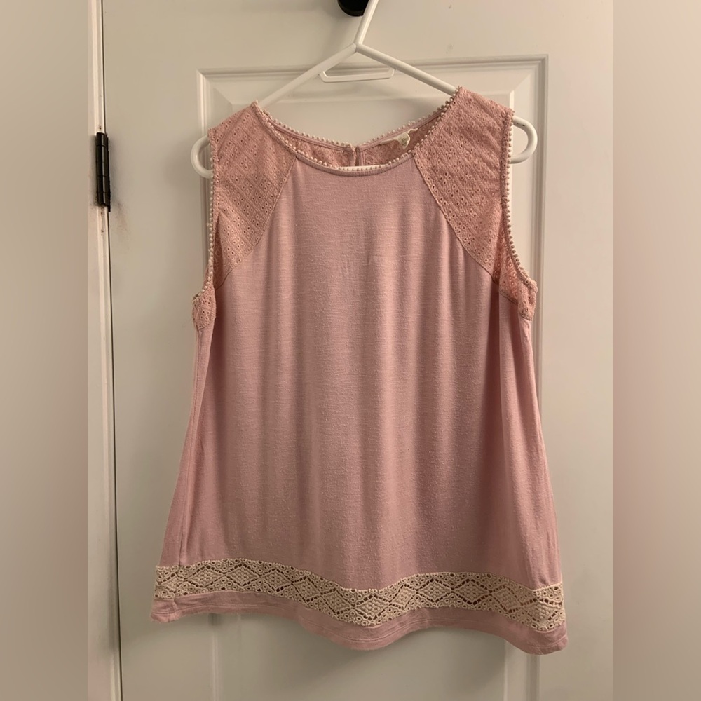 Adiva Light Pink Crochet-Trim Sleeveless Camisole